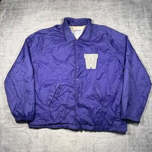 Western University UWO Jacket Mens XL Purple Mustangs Varsity Snap Windbreaker